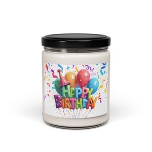 Happy Birthday Candle with Colorful Balloons